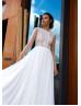 Long Sleeve White Lace Chiffon Wedding Dress